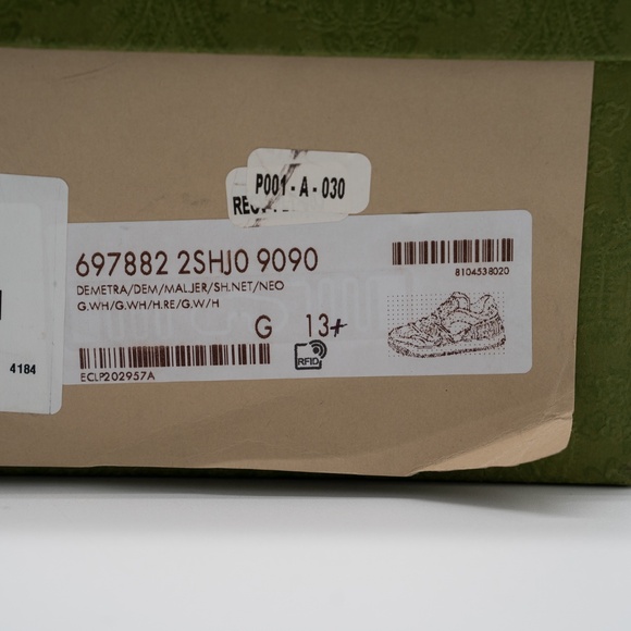 Size 13.5G 14 US Gucci Basket Low White Demetra Red Black Sneakers - Picture 15 of 15